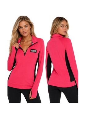 Victoria’s Secret PINK Ultimate Quarter Zip Pullover Women’s M Hot Pink Athletic